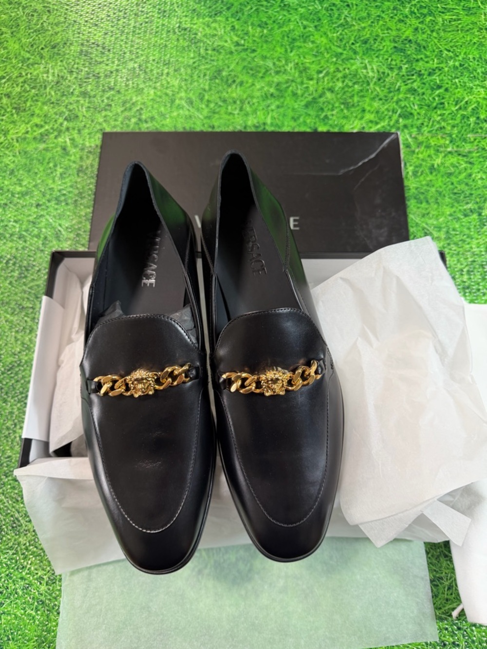 NEW Versace Men's Medusa Chain Loafer Black Versace Gold EUR 42 US 9